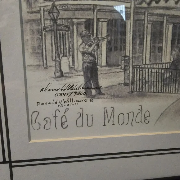 Donald WilliamsCafe du Monde Drawing 0341/3000 Framed